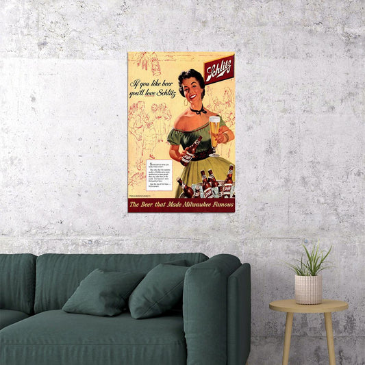 Schlitz Beer Vintage Advertising Beer And Wine Poster Wall Art Print Home Wall Decor - xonomax