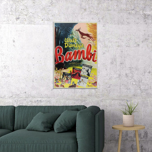Bambi 1942 Animation Movie Action Drama Vintage Poster Wall Art Print Home Wall Decor - xonomax