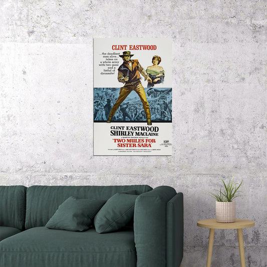 Two Mules For Sister Sara Movie Action Drama Romance Poster Wall Art Print Home Wall Decor - xonomax