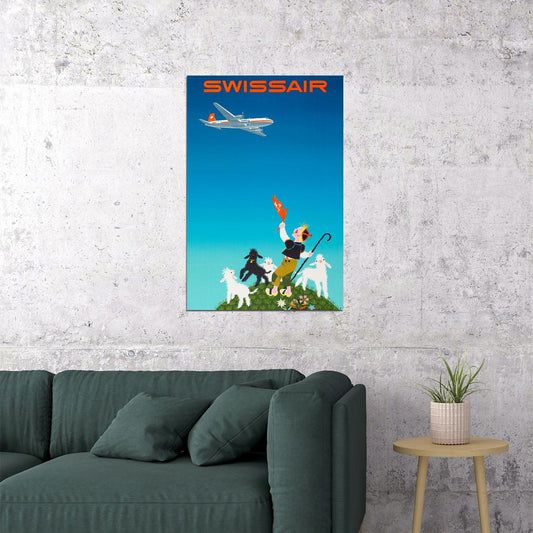 Swissair Airline Of Switzerland 1960s Vintage Travel Poster Wall Art Print Home Wall Decor - xonomax