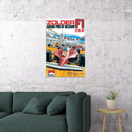 Zolder F1 1981 Racing Auto Vintage Racing Travel Poster Wall Art Print Home Wall Decor - xonomax
