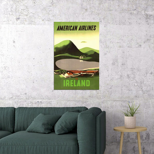 American Airlines Ireland Vintage Airline Travel Poster Wall Art Print Home Wall Decor - xonomax