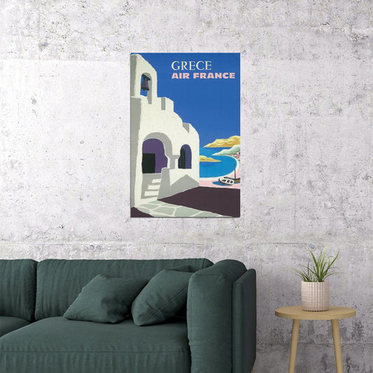 Air France Greece Vintage Style Airline Travel Poster Wall Art Print Home Wall Decor - xonomax