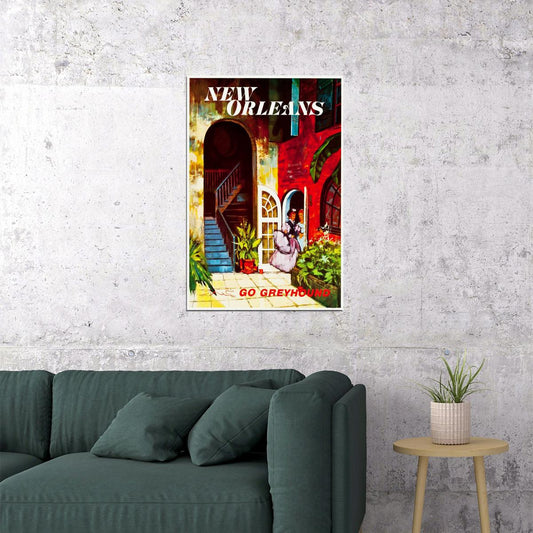 New Orleans Greyhound Bus Line 1960s Vintage Us Travel Poster Wall Art Print Home Wall Decor - xonomax