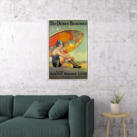 Dunes Beaches Indiana Holiday Vintage Travel Poster Wall Art Print Home Wall Decor - xonomax