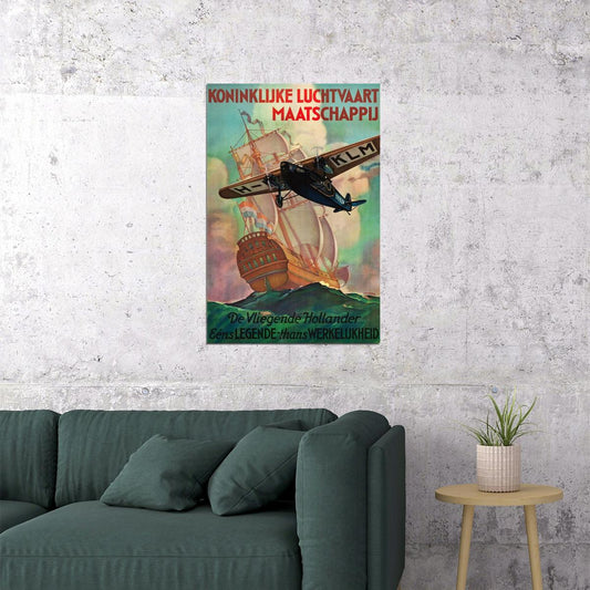 Klm Dutch Airline Flying Dutchman 1928 Vintage Travel Poster Wall Art Print Home Wall Decor - xonomax