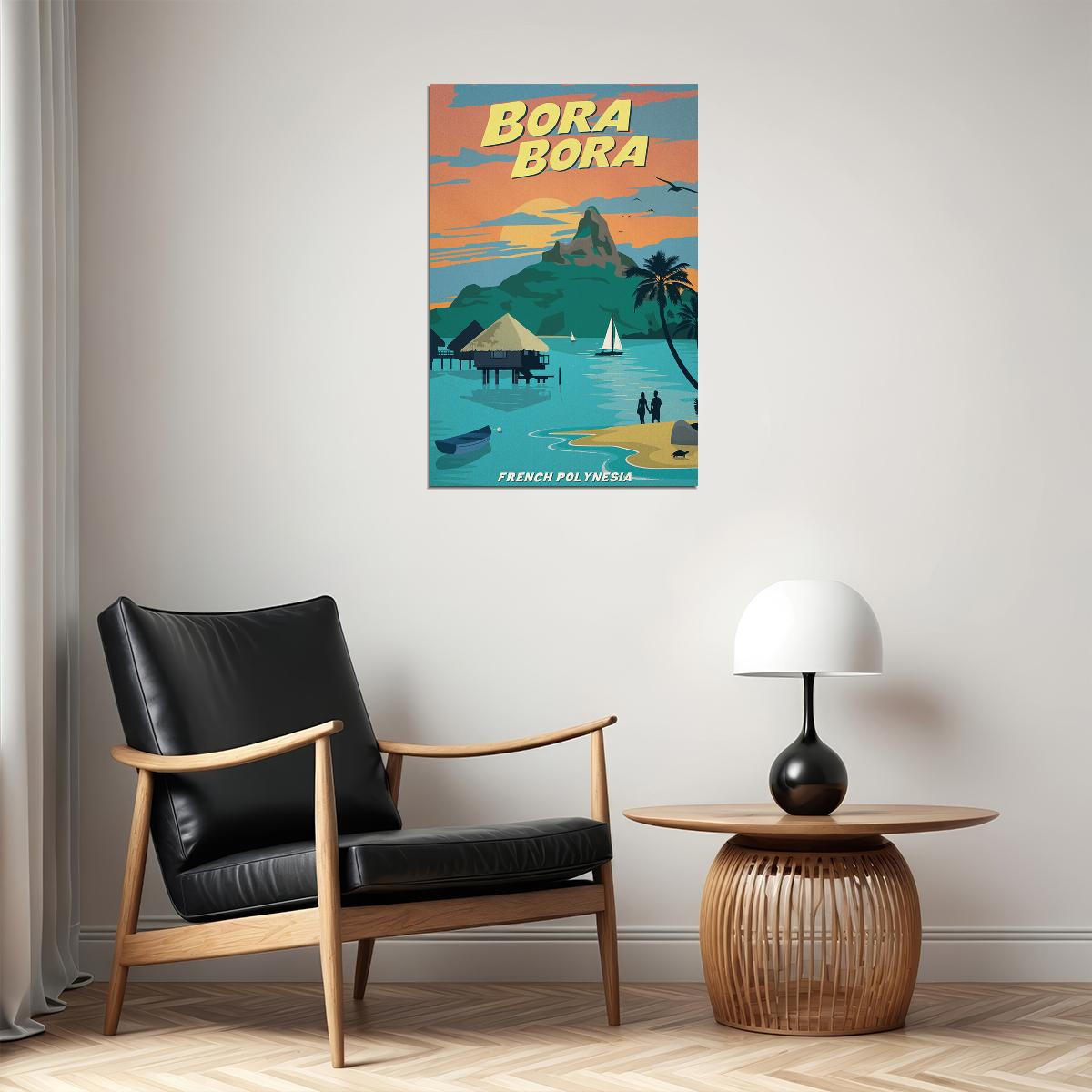 Bora Bora French Polynesia Landscape Travel Poster Wall Art Print Home Wall Decor - xonomax
