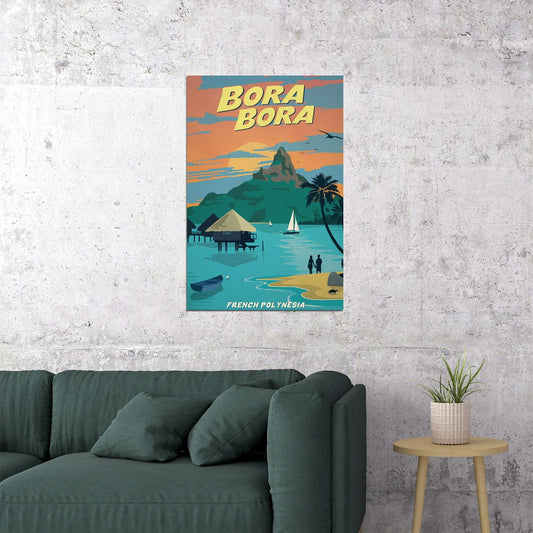 Bora Bora French Polynesia Landscape Travel Poster Wall Art Print Home Wall Decor - xonomax