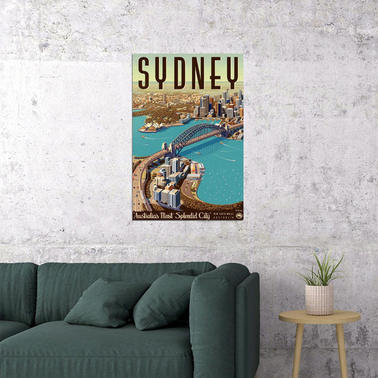 Sydney Australia City View Vintage Style Travel Poster Wall Art Print Home Wall Decor - xonomax