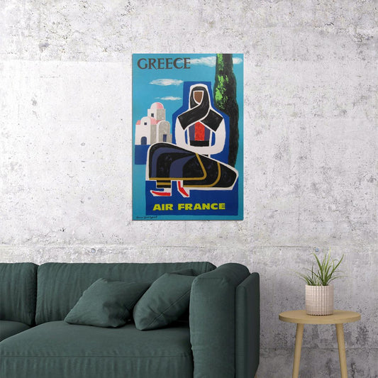 Air France Greece Vintage Airline Travel Poster Wall Art Print Home Wall Decor - xonomax