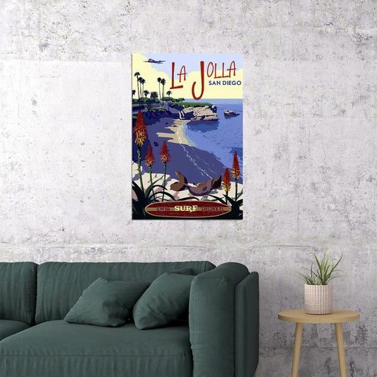 La Jolla San Diego Travel Vintage Style Poster Wall Art Print Home Wall Decor - xonomax