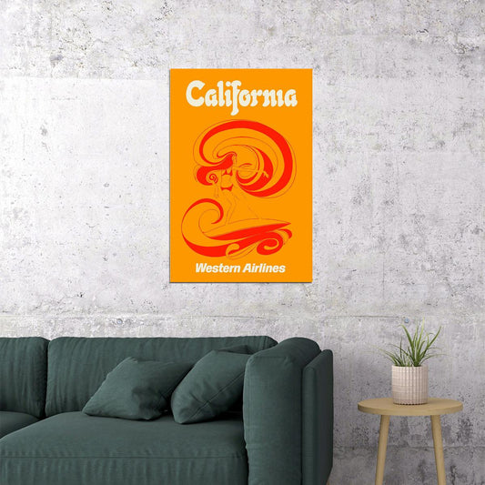 California 1960s Western Airlines Vintage Airline Travel Poster Wall Art Print Home Wall Decor - xonomax