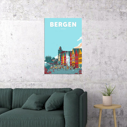 Bergen Norway Landscape Travel Vintage Style Poster Wall Art Print Home Wall Decor - xonomax