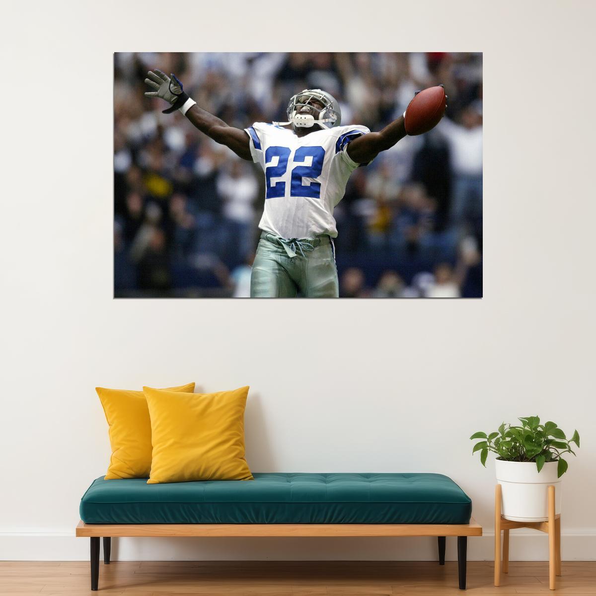 Emmitt Smith Dallas American Football Player Poster Wall Art Print Home Wall Decor - xonomax