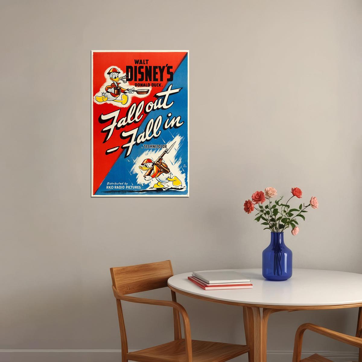 Duck Fall Out Fall In Ww2 1943 Cartoon Movie Poster Wall Art Print Home Wall Decor - xonomax