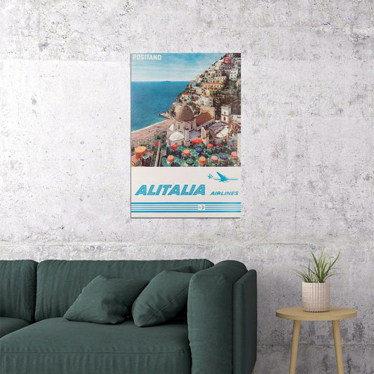 Alitalia Airlines Positano Italian Airline 1960s Vintage Poster Wall Art Print Home Wall Decor - xonomax