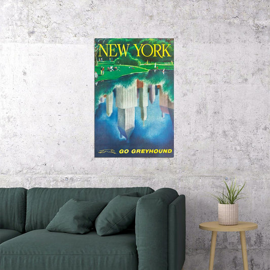New York Greyhound Bus Line 1960s Vintage Us Travel Poster Wall Art Print Home Wall Decor - xonomax