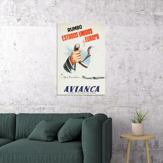 Avianca Columbian Airline 1950s Vintage Airline Travel Poster Wall Art Print Home Wall Decor - xonomax