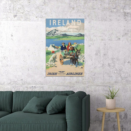 Irish Airlines Ireland 1960s Vintage Airline Travel Poster Wall Art Print Home Wall Decor - xonomax