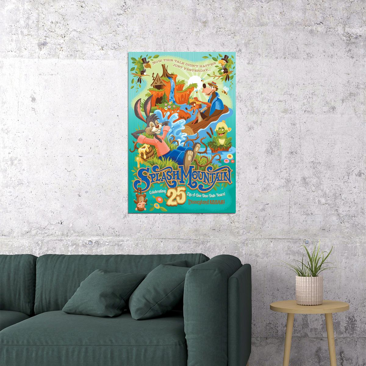 Splash Mountain Animation Movie Comedy Adventure Vintage Poster Wall Art Print Home Wall Decor