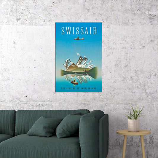 Swissair Switzerland Airline 1960s Vintage Airline Travel Poster Wall Art Print Home Wall Decor - xonomax
