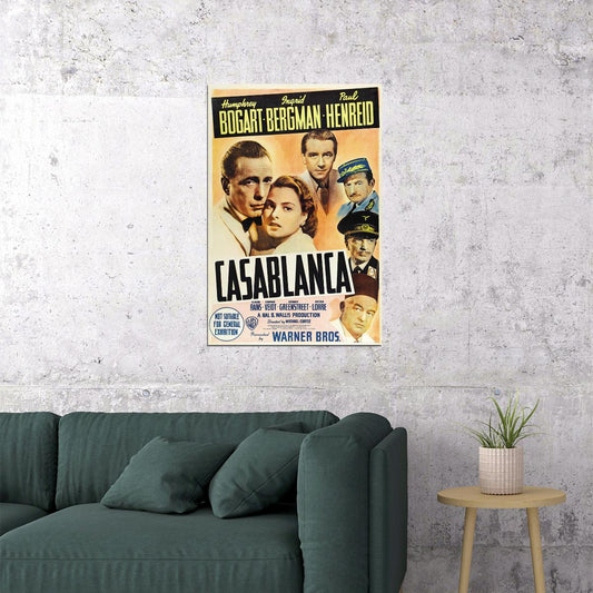 Casablanca Vintage Movie Drama Romantic War Poster Wall Art Print Home Wall Decor - xonomax