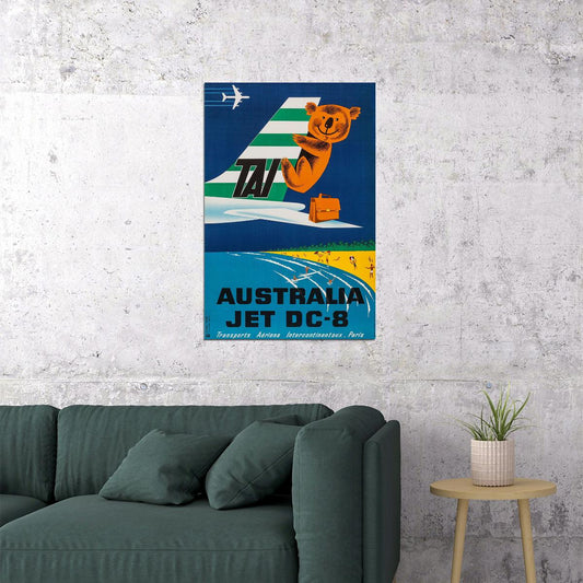 Tai French Airline Australia 1950s Vintage Airline Travel Poster Wall Art Print Home Wall Decor - xonomax