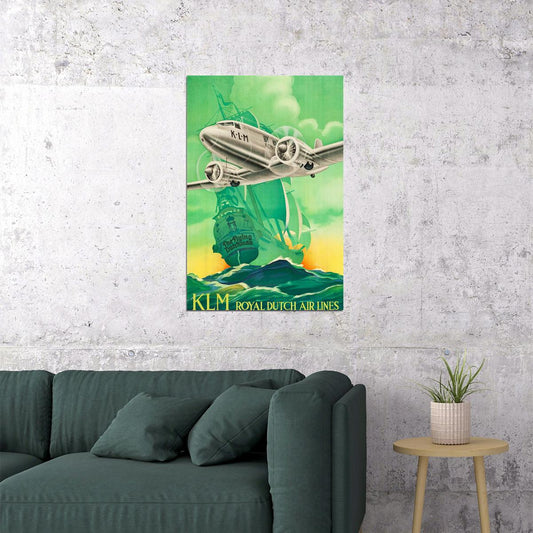 Klm Airline Flying Dutchman 1936 Vintage Airline Travel Poster Wall Art Print Home Wall Decor - xonomax