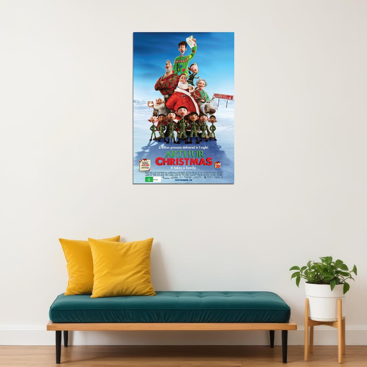 Arthur Christmas Animation Adventure Comedy Poster Wall Art Print Home Wall Decor - xonomax
