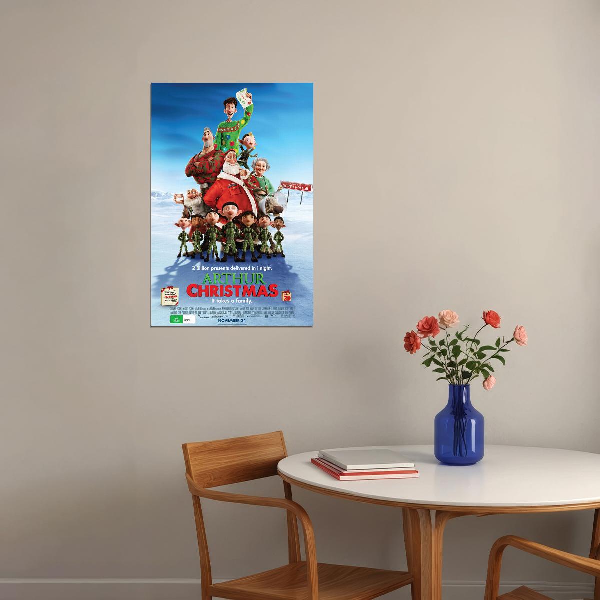 Arthur Christmas Animation Adventure Comedy Poster Wall Art Print Home Wall Decor - xonomax