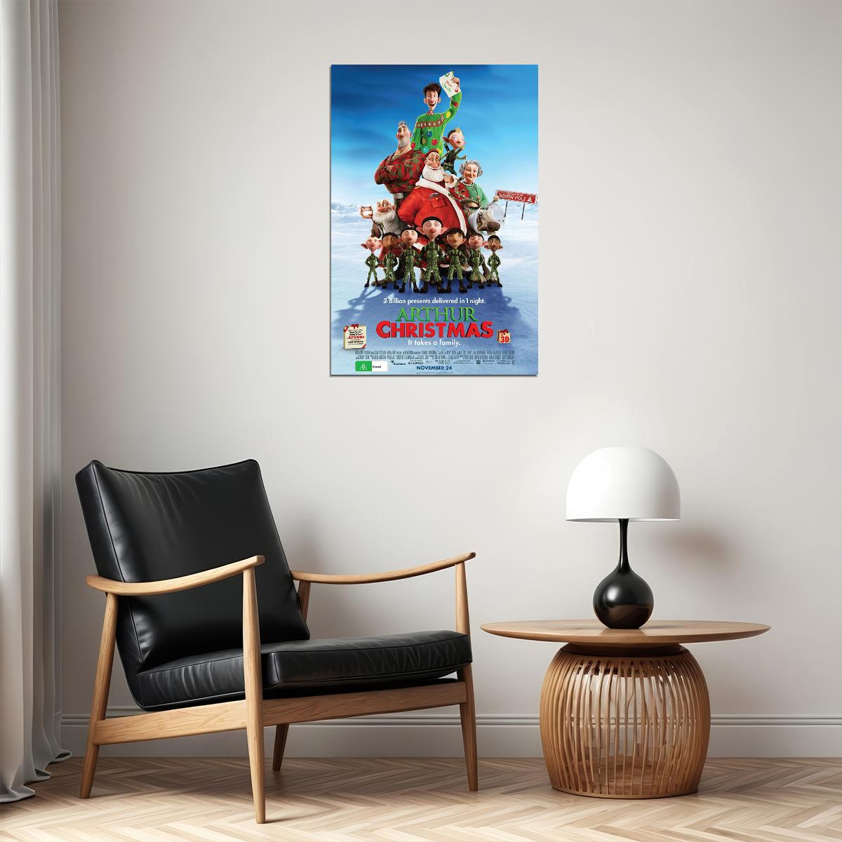 Arthur Christmas Animation Adventure Comedy Poster Wall Art Print Home Wall Decor - xonomax
