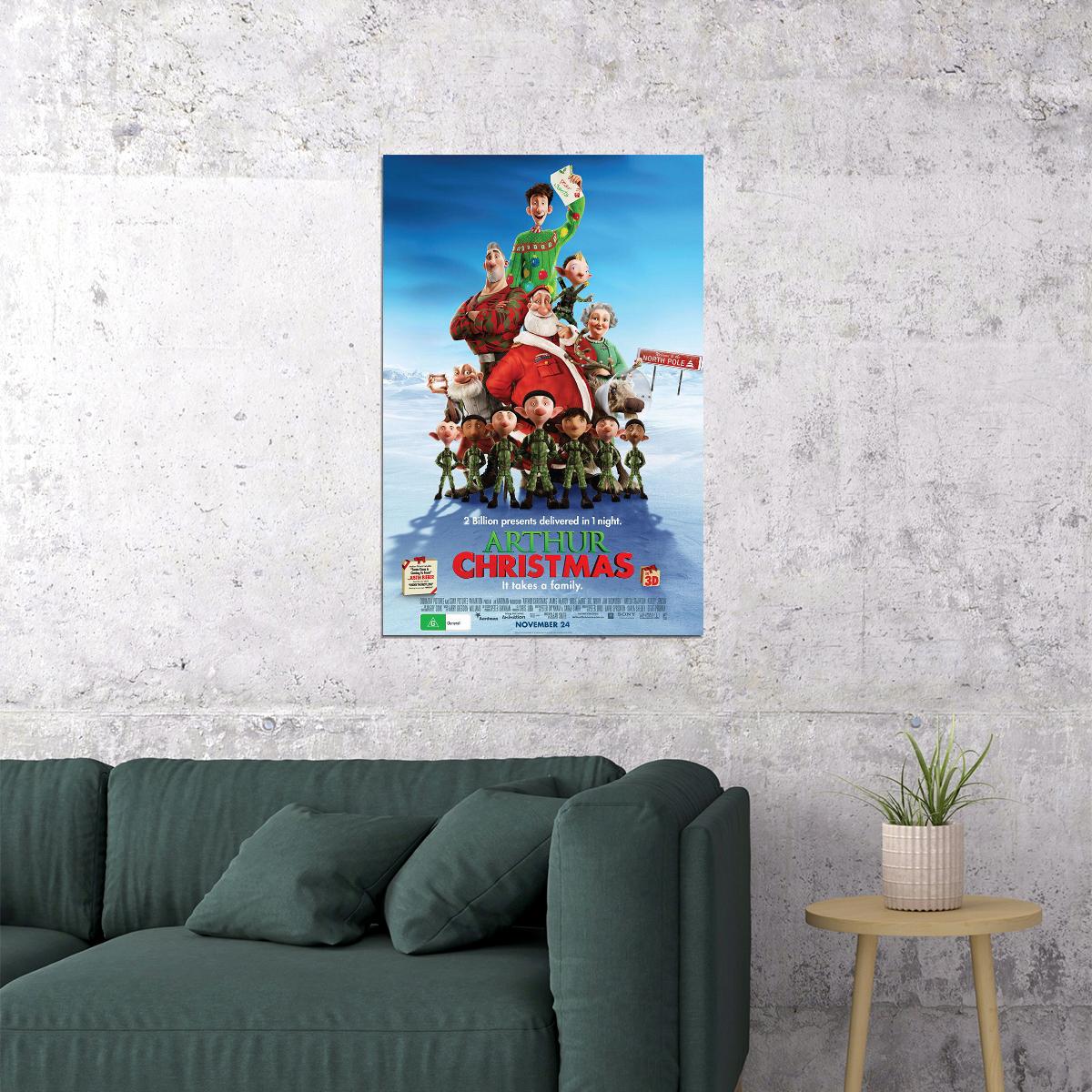 Arthur Christmas Animation Adventure Comedy Poster Wall Art Print Home Wall Decor - xonomax