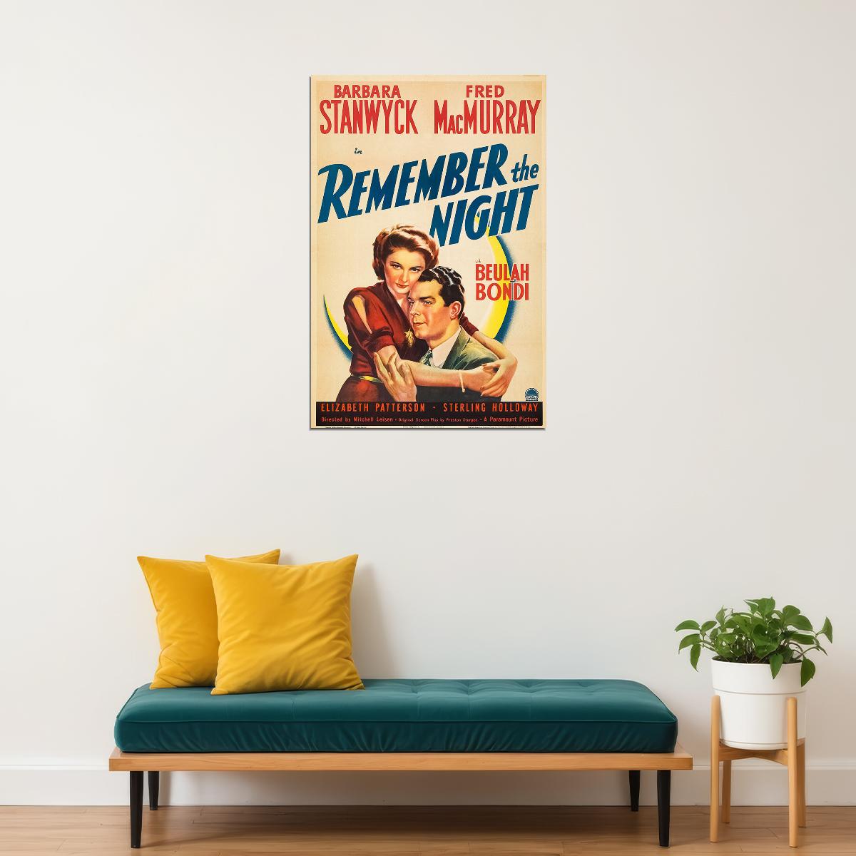 Remember The Night Movie Comedy Drama Romance Poster Wall Art Print Home Wall Decor - xonomax