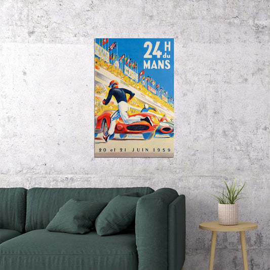 1959 Le Mans Race Car Vintage Style Auto Racing Poster Wall Art Print Home Wall Decor - xonomax