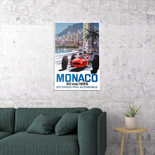 Monaco Auto Race 1965 Vintage Grand Prix Racing Car Poster Wall Art Print Home Wall Decor - xonomax
