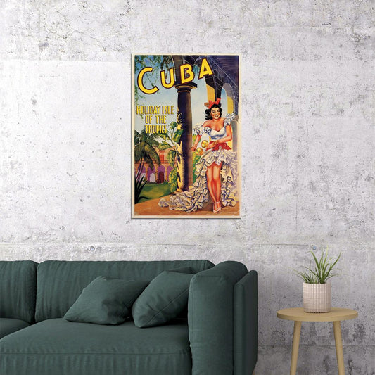 Cuba 1949 Holiday Isle Vacation Vintage Style Travel Poster Wall Art Print Home Wall Decor - xonomax