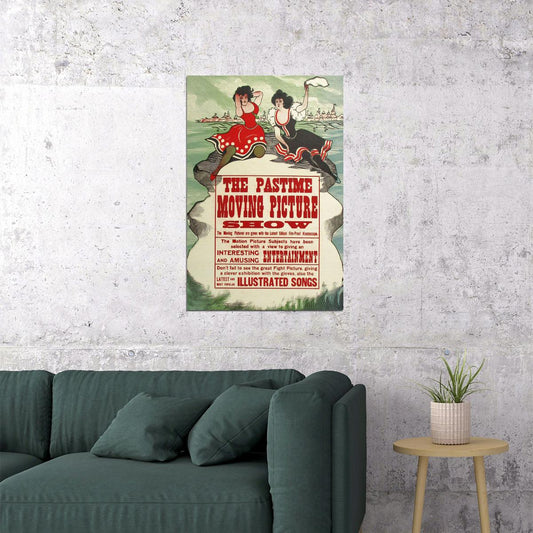 The Pastime Moving Picture Show 1913 Silent Movie Poster Wall Art Print Home Wall Decor - xonomax