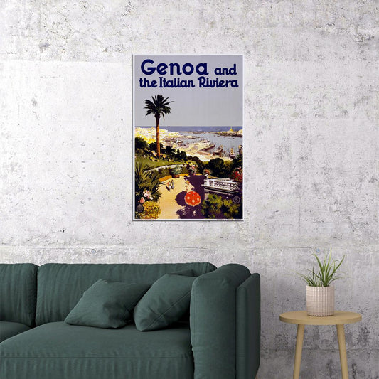 Genoa On Italian Riviera 1938 Vintage Style Travel Poster Wall Art Print Home Wall Decor - xonomax