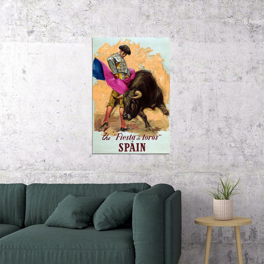 1950s Fiesta De Toros Spain Bullfighting Vintage Travel Poster Wall Art Print Home Wall Decor - xonomax