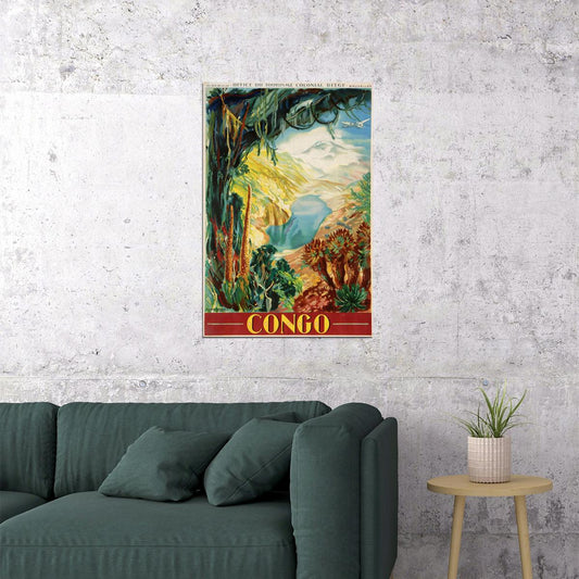 Congo African Jungle 1930s Vintage Style Travel Poster Wall Art Print Home Wall Decor - xonomax