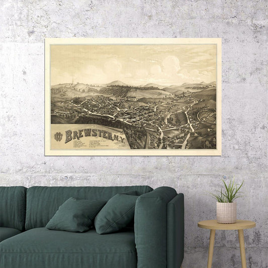 1887 Brewster New York Vintage Old Panoramic City Map Poster Wall Art Print Home Wall Decor - xonomax