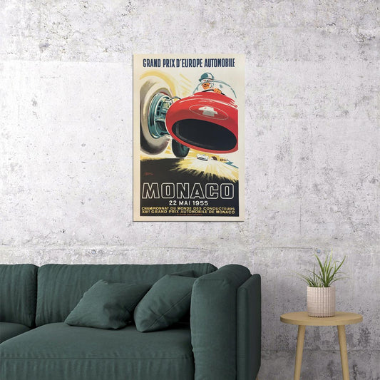 1955 Monaco Grand Prix Auto Racing Poster Wall Art Print Home Wall Decor - xonomax