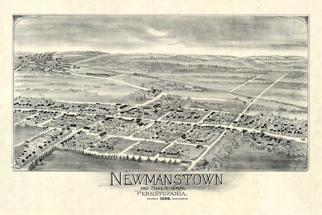 Newmanstown Pennsylvania 1898 Historic Panoramic Town Map Poster Wall Art Print Home Wall Decor