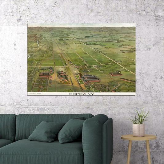 1898 Depew New York Vintage Old Panoramic Map Poster Wall Art Print Home Wall Decor - xonomax
