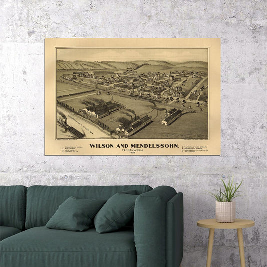 Wilson And Mendelssohn Pennsylvania 1902 Panoramic Map Poster Wall Art Print Home Wall Decor - xonomax