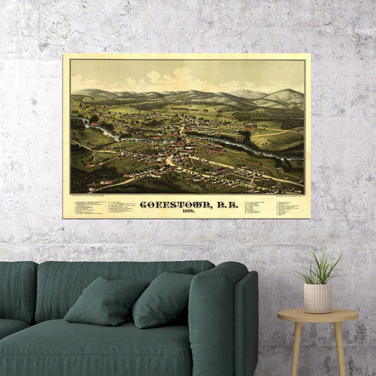 1887 Goffstown New Hampshire Vintage Old Panoramic Map Poster Wall Art Print Home Wall Decor - xonomax