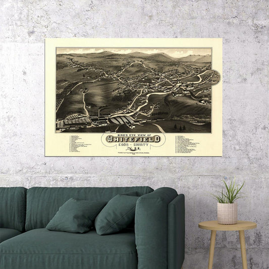 1883 Whitefield Goos County Vintage Old Panoramic Map Poster Wall Art Print Home Wall Decor - xonomax