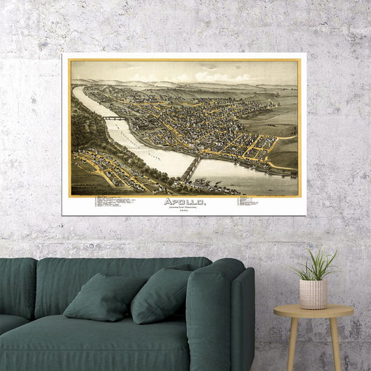 Apollo Pennsylvania 1896 Historic Panoramic Town Map Poster Wall Art Print Home Wall Decor - xonomax
