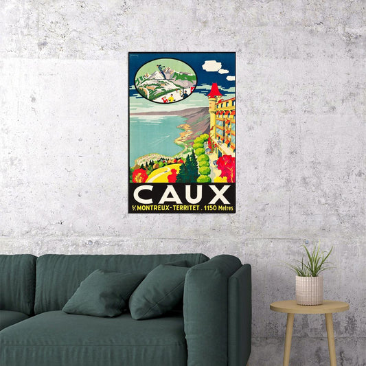 1920s Caux Switzerland Vintage Style Resort Travel Poster Wall Art Print Home Wall Decor - xonomax