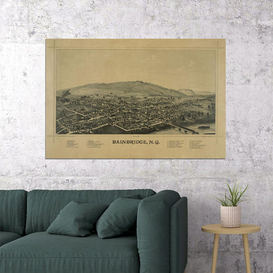 1889 Bainbridge New York Vintage Old Panoramic Map Poster Wall Art Print Home Wall Decor - xonomax